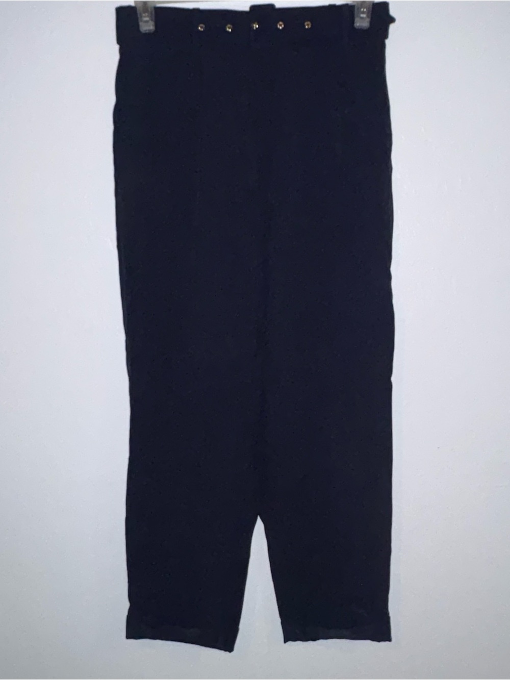 Ted Baker Light Blue Lined Navy High Rise Dress Pants with integrated belt